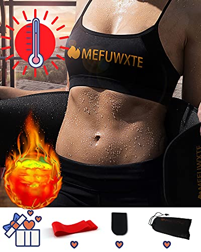 MEFUWXTE Faja Reductora Mujer y Hombre,Faja Adelgazante,Cintura Entrenador,Faja para Gimnasio de Neopreno,Cinturón Lumbar Abdominal de Ayuda para Sudar y Hacer Deporte (Negro, M)