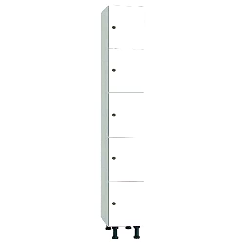 Megablok Taquilla - Consigna Melamina Hidrófuga Desmontada 5 Puertas Blanca y 1 Cuerpo Blanco. Dim: 1800 mm + 150 mm Patas x 308 mm x 500 mm