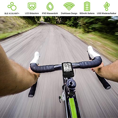 MEILAN M4 Computadora de Bicicleta Inalámbrica, ANT+ BLE4.0 Velocímetro de Bicicleta con Sensor de Cadencia / Velocidad, IPX5 Impermeable Computadora de Ciclismo con pantalla LCD de 2,5 pulgadas