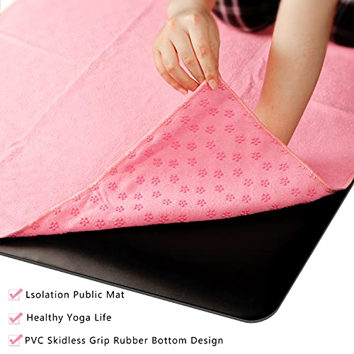 MEIRIYFA Toalla de yoga, microfibra antideslizante para yoga, toalla ultra suave y absorbente de sudor, para yoga, bikram, pilates, tamaño estándar 72 x 24 pulgadas (rosa)