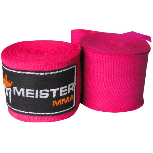 Meister 180" Vendas para Manos de algodón elásticas para MMA y Boxeo (Par) - Rosa