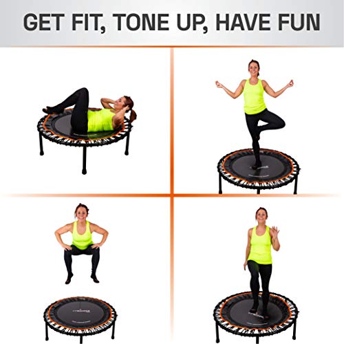 Mejor vendido Fit Bounce Pro II - Rebounder Mini Trampolín Silencioso con Cuerda Elástica Aparato para Ejercicio Cardiovascular Salto de. Incluye DVD y bolsa de almacenamiento.