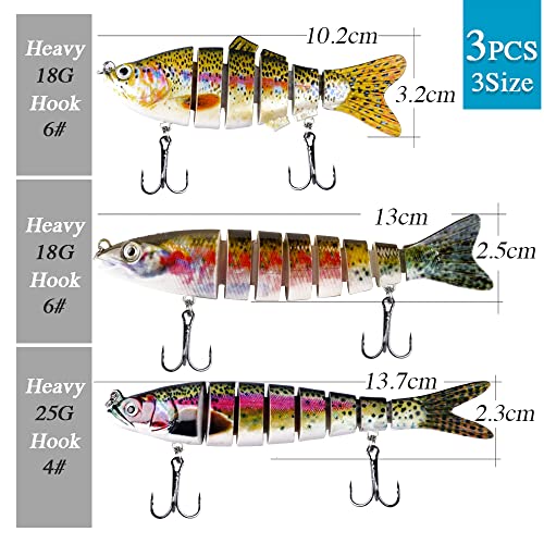 MEJOSER 3 Señuelos de Pesca 18g 19g 25g Cebos de Pescar Articulados Artificiales Señuelos Spinning para Calamar Lubina Río Mar