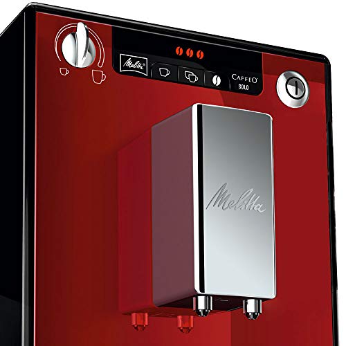 Melitta E 950-104 Caffeo Solo E950-104, Cafetera Molinillo, 15 Bares, Café en Grano para Espresso, Limpieza Automática, Personalizable, Rojo, 1400 W, 1.2 unknown_modifier, Acero inoxidable