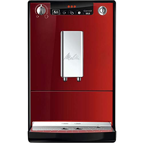 Melitta E 950-104 Caffeo Solo E950-104, Cafetera Molinillo, 15 Bares, Café en Grano para Espresso, Limpieza Automática, Personalizable, Rojo, 1400 W, 1.2 unknown_modifier, Acero inoxidable