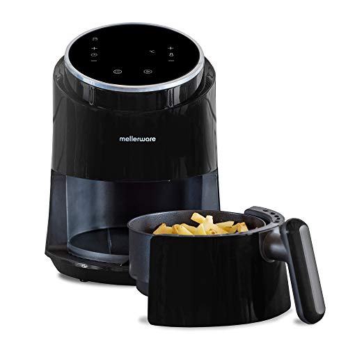 Mellerware - Freidora sin Aceite Crunchy! 1230W | 7 Programas Predefinidos | Temporizador Programable | Air Fryer 80-200 Grados | Diseño Compacto| 1,4L | Sin BPA/PFOA | Freidora de Aire | (Black)