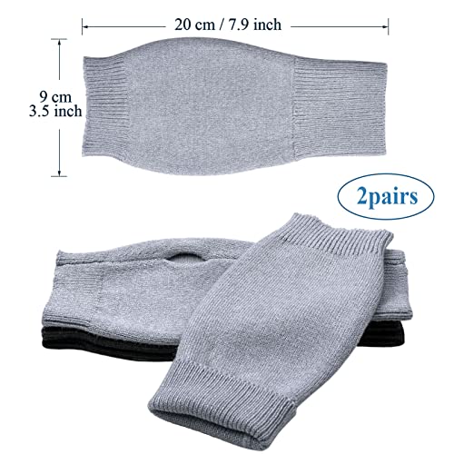 MELLIEX 2 Pares Guantes sin Dedos, Manoplas de Punto de Invierno Calentadores de Muñecas Mitones para Hombres y Mujeres (Negro/Gris)