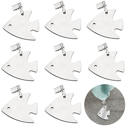 mellystore 8PCS Pesas para Mantel de Acero Inoxidable Pesos para Manteles de Mesa Exterior Pesas de Mantel con Clips para Interiores Exteriores Cocina casera Fiesta de Bodas Picnic