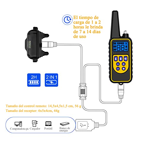 Meloive Collar de Adiestramiento Dos Perros, Recargable y Resistencia al Agua de IP67 con un Alcance de 800m con 99 Niveles de Modo de Vibración, Advertencia de Sonido, Luz y Modo E.