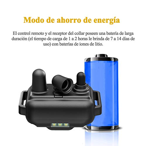 Meloive Collar de Adiestramiento Dos Perros, Recargable y Resistencia al Agua de IP67 con un Alcance de 800m con 99 Niveles de Modo de Vibración, Advertencia de Sonido, Luz y Modo E.