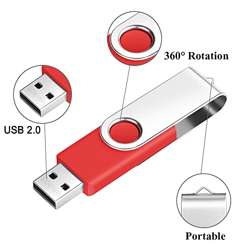 Memoria USB 16GB Pendrive 10 Piezas - Práctico Pen Drive 16 GB Económico 10 Unidades Portátil Flash Drives - Giratorio Llave USB 2.0 Almacenamiento de Datos Multicolor con Cuerdas by FEBNISCTE