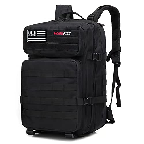 Memories Mochila 45L Tactica Militar Impermeable para Crossfit Caza Senderismo Gimnasio y Deportes al Aire Libre. (Negro 2)