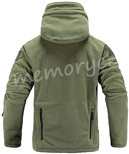 Memoryee Chaqueta para Hombre Militar al Aire Libre de Lana Polar Sudaderas Táctica a Prueba de Viento/Green/M