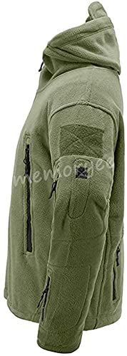 Memoryee Chaqueta para Hombre Militar al Aire Libre de Lana Polar Sudaderas Táctica a Prueba de Viento/Green/M