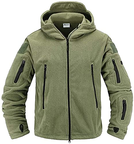 Memoryee Chaqueta para Hombre Militar al Aire Libre de Lana Polar Sudaderas Táctica a Prueba de Viento/Green/M