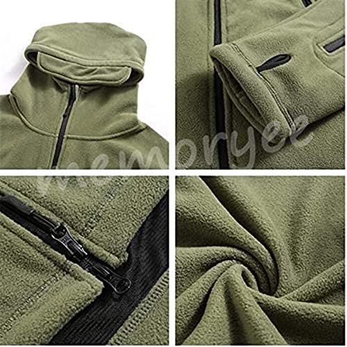 Memoryee Chaqueta para Hombre Militar al Aire Libre de Lana Polar Sudaderas Táctica a Prueba de Viento/Green/M