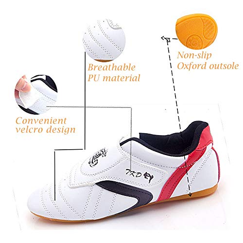 Meng Zapatillas de Taekwondo Cómodos Antideslizantes Zapatillas Deportivos de Taekwondo Kung Fu Tai Chi (Color : White, Size : 38)