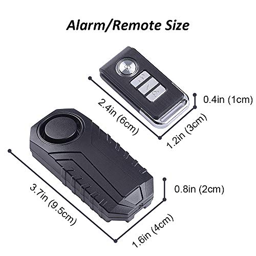 Mengshen Alarma De Bicicleta Mejorada con Control Remoto, Alarma Antirrobo Impermeable 113db con Ajuste De Volumen Y Sensibilidad para Bicicleta, Motocicleta, Scooter, Coche, Remolque