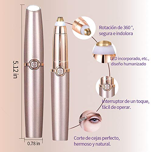 Mengzf Eléctrica Cejas Depiladoras, ceja Removedor pelo,portátil sin Dolor de Mujeres Cejas Recortador,Afeitadora de cejas Touch impecable,Eyebrow Trimmer Razor Navaja de cejas,Luz LED incorporada