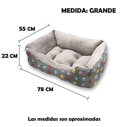 MERCURY TEXTIL- Sofá, Cesta,Cama Comoda para Perros,Gatos y Mascotas, con Relleno de Fibras Super Suave,Resistente al Desgaste y Duradero (Grande, Huellas Mascotas)