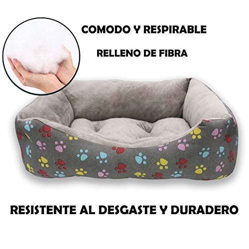 MERCURY TEXTIL- Sofá, Cesta,Cama Comoda para Perros,Gatos y Mascotas, con Relleno de Fibras Super Suave,Resistente al Desgaste y Duradero (Grande, Huellas Mascotas)