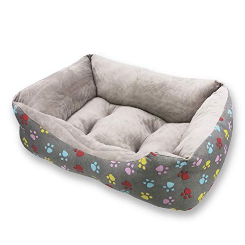 MERCURY TEXTIL- Sofá, Cesta,Cama Comoda para Perros,Gatos y Mascotas, con Relleno de Fibras Super Suave,Resistente al Desgaste y Duradero (Grande, Huellas Mascotas)