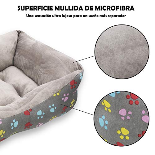 MERCURY TEXTIL- Sofá, Cesta,Cama Comoda para Perros,Gatos y Mascotas, con Relleno de Fibras Super Suave,Resistente al Desgaste y Duradero (Grande, Huellas Mascotas)