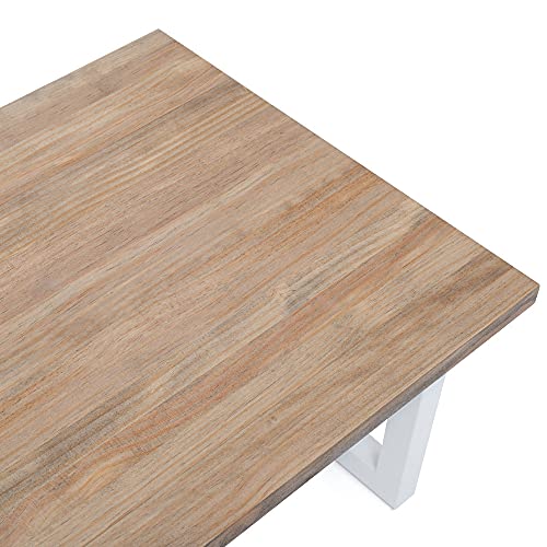 Mesa de Centro, Mesa Auxiliar iCub Strong Eco 100x50x43cm Blanco en Madera de Pino Maciza con Grosor 30mm Acabado Vintage Estilo Industrial Box Furniture