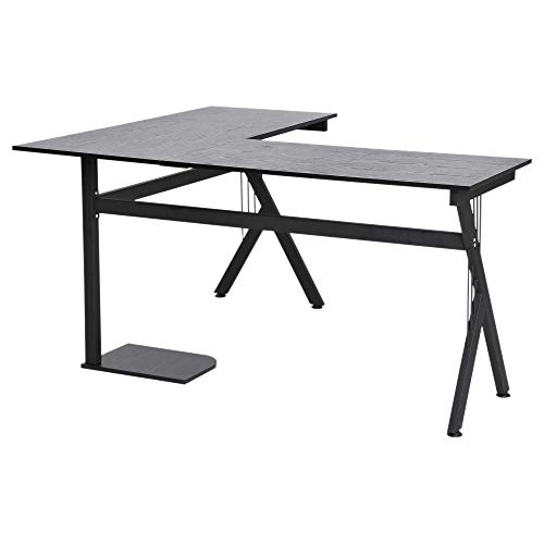 Mesa de Ordenador Mesa de PC Escritorio de Oficina Mesa Mesa Esquinera de Ángulo para Hogar Escuela y Oficina 155x130x76cm Madera Negro