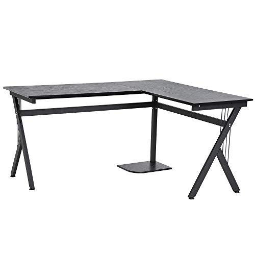 Mesa de Ordenador Mesa de PC Escritorio de Oficina Mesa Mesa Esquinera de Ángulo para Hogar Escuela y Oficina 155x130x76cm Madera Negro