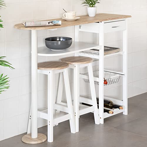 Mesa para cocina de bar moderna de madera blanca Basic - LOLAhome