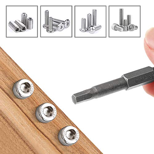 Mesee Juego de 8 puntas de destornillador hexagonales magnéticos de acero S2, H1.5-H8, broca de llave Allen con vástago hexagonal de 1/4 pulgadas, longitud de 50 mm