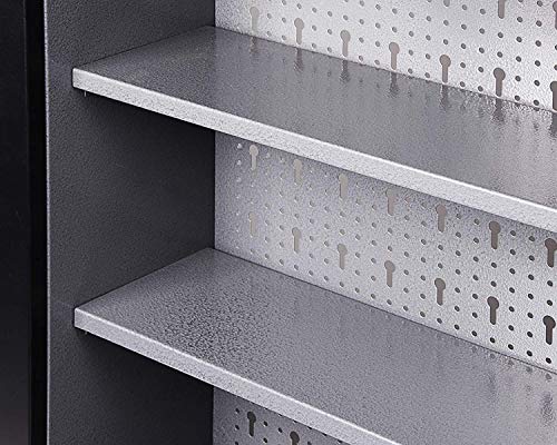 METALLMOBELL- MB002. ARMARIO METALICO DE PARED 80x60x20Cm, ORGANIZACION PROFESIONAL PARA EL GARAJE TALLER Y TERRAZA EXTERIOR, 2 ARMARIOS CON CERRADURA Y LLAVE, ESTANTE Y PANEL RANURADO (GRIS/NEGRO)