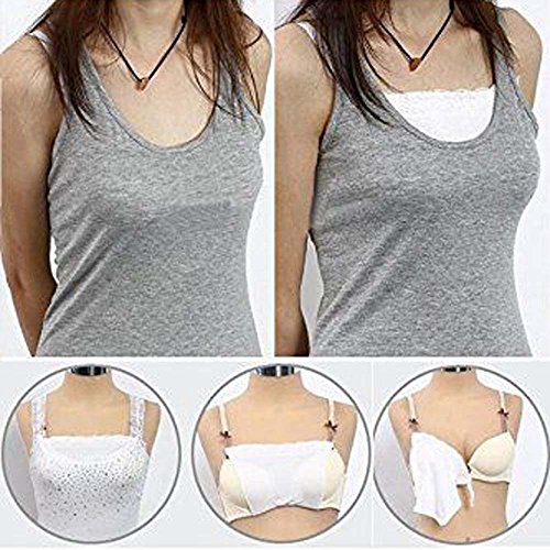 Metyou 3pcs Señora Encaje Clip Mock Camisola Sujetador Insertar Modestia Panel Chaleco, Negro Blanco Azul Marino, Taille unique