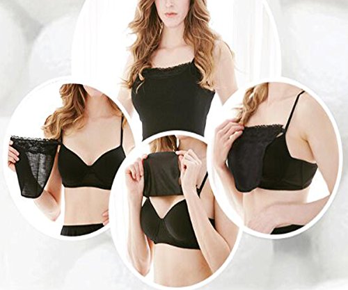 Metyou 3pcs Señora Encaje Clip Mock Camisola Sujetador Insertar Modestia Panel Chaleco, Negro Blanco Azul Marino, Taille unique