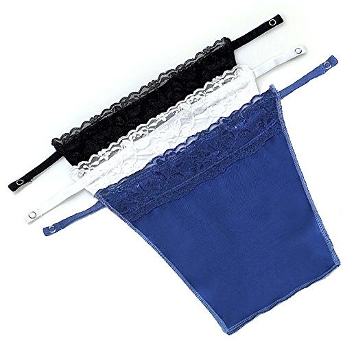 Metyou 3pcs Señora Encaje Clip Mock Camisola Sujetador Insertar Modestia Panel Chaleco, Negro Blanco Azul Marino, Taille unique