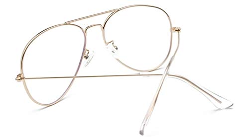 MIGOO Aviador Gafas con Filtro de luz Azul Metal Estilo Retro de los Años Sesenta Lente Transparente para Hombres Mujeres