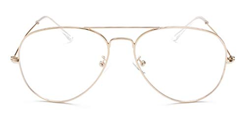 MIGOO Aviador Gafas con Filtro de luz Azul Metal Estilo Retro de los Años Sesenta Lente Transparente para Hombres Mujeres