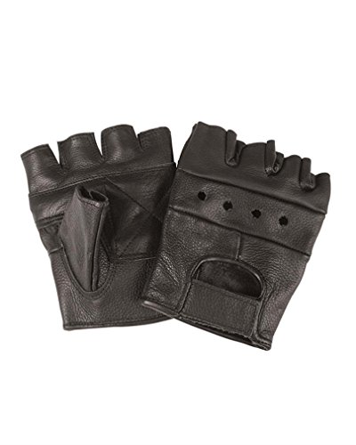 Mil-Tec Guantes de cuero sin dedos (Negro/XS)