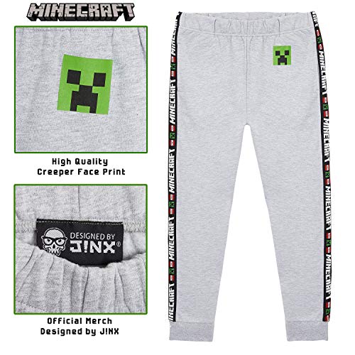 Minecraft Chandal Niño, Ropa Niño Deportiva, Pantalon Chandal en Color Gris o Negro, Pantalones Deporte Largos para Chicos, Regalos para Niños y Adolescentes Edad 5-14 Años (13-14 años, Gris)