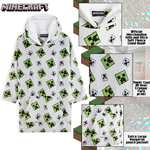 Minecraft Sudadera Niño, Sudadera Manta con Capucha de Forro Polar, Sudaderas Oversize Invierno, Regalos para Niños y Adolescentes 7-14 Años (Gris)