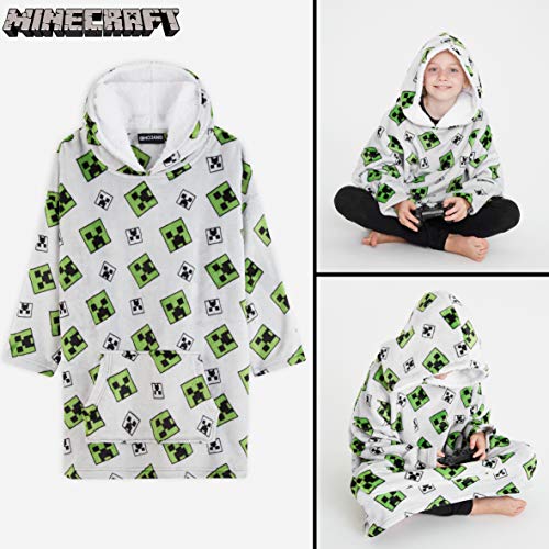 Minecraft Sudadera Niño, Sudadera Manta con Capucha de Forro Polar, Sudaderas Oversize Invierno, Regalos para Niños y Adolescentes 7-14 Años (Gris)