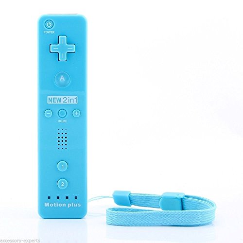 mini kitty 2 en 1 Mando Plus con Motion Plus y Nunchunk para Nintendo Wii + Funda de Silicona - Azul Claro