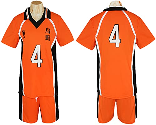 MINIDORA Conjunto de Camiseta y Pantalones Cortos Hinata Shoyo Hombre Manga Corta Camiseta Karasuno High School Voleibol Club Naranja 4,L