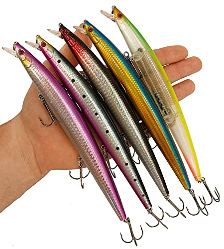 Minnow Señuelos de Pesca Spinning Spinning Lubina – Señuelos Spinning mar – Señuelos Artificiales de Pesca – Cebos Lucio/Black Bass/lubina – Pesca pantano y mar – 18 cm y 24 Gramos