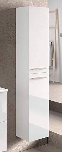 Miroytengo Columna Aseo baño para Lavabo suspendida en Color Blanco Brillo con Tiradores y 2 Puertas diseño Actual 30x25x150 cm