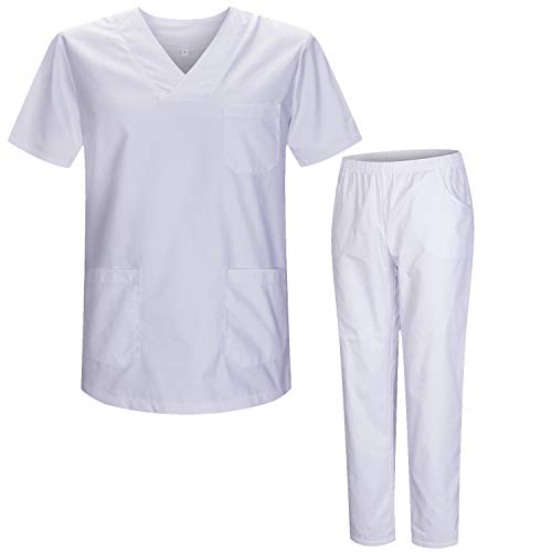 MISEMIYA - Casaca Y PANTALÓN Sanitarios Unisex Uniformes Sanitarios MÉDICOS Conjuntos Sanitarios 8178 - L, Blan