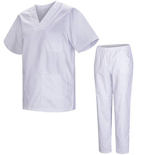 MISEMIYA - Casaca Y PANTALÓN Sanitarios Unisex Uniformes Sanitarios MÉDICOS Conjuntos Sanitarios 8178 - L, Blan