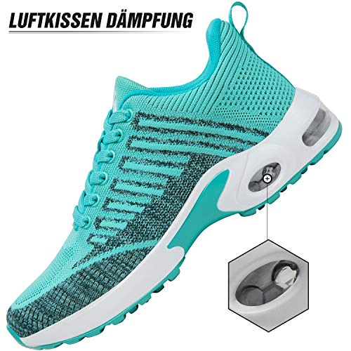 Mishansha Air Zapatos de Running Mujer Antideslizante Zapatillas de Deportes Femenino Ligeros Calzado Jogging Gimnasio Sneakers Verde, Gr.38 EU