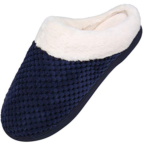 Mishansha Zapatillas Invierno Mujer Casa Zapatos Memory Foam Pantuflas Casa Cómodas Suave Slippers Suela de Goma,Azul,40/41